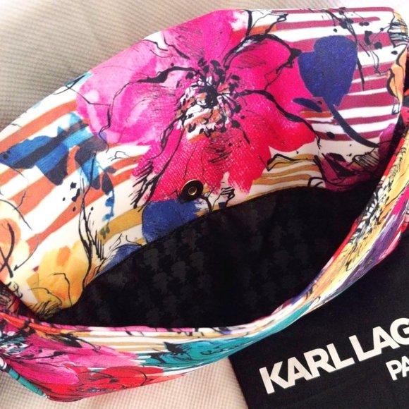 Karl Lagerfeld Double Bundle w/Cara Nylon Floral Print Messenger and Wallet NWT - Picture 4 of 14